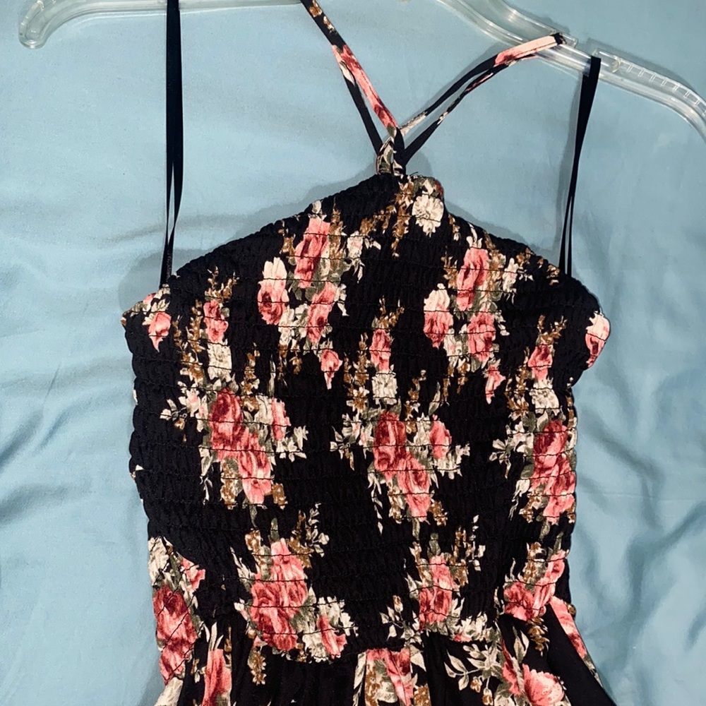B. Darlin Floral Halter Dress - Open Back